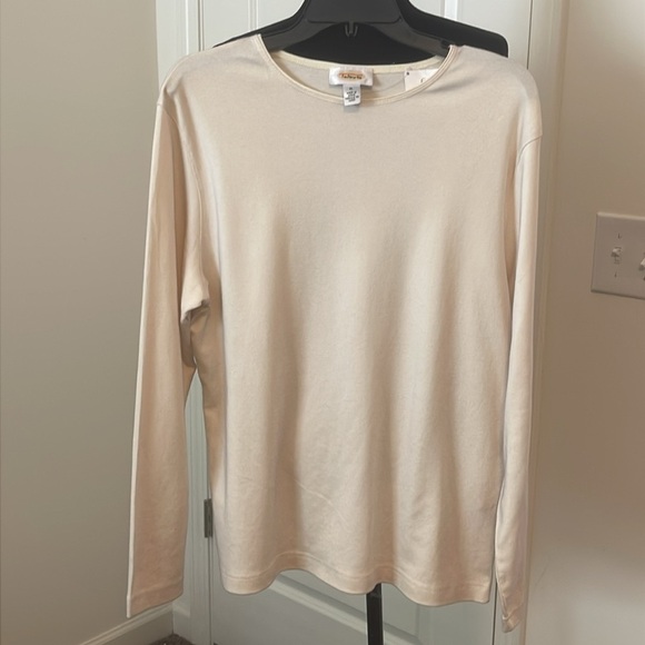 NWT Talbots Cream Crew Neck Long Sleeve Tee Size XL NWT - Picture 1 of 5